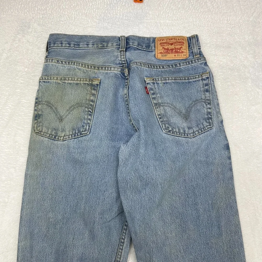 Levi's 505 Jeans Men's‎ Blue Denim Pockets Regular Fit Straight Zip Fly - 28X33
